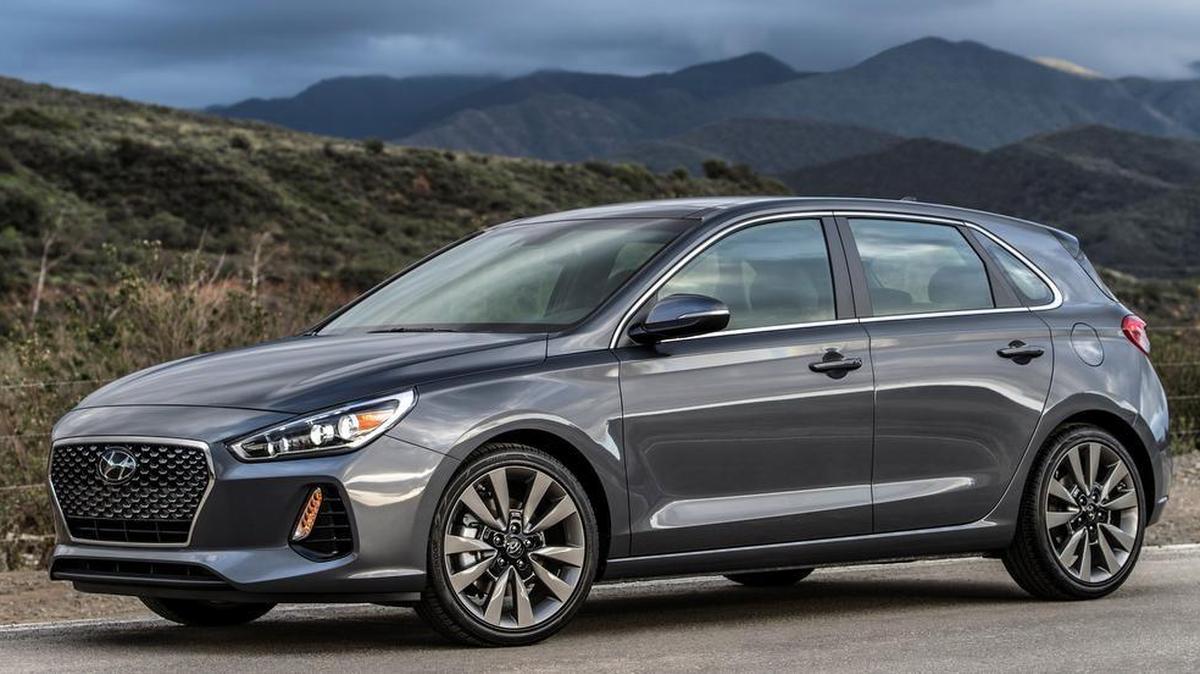 The Elantra GT hatchback and GT Sport hatchback, shown here, are all new for 2018. Sport models get a turbocharged 1.6-liter four-cylinder engine with 201 horsepower, while base GT models come with a normally aspirated 2,0-liter four-cylinder with 162 horsepower.