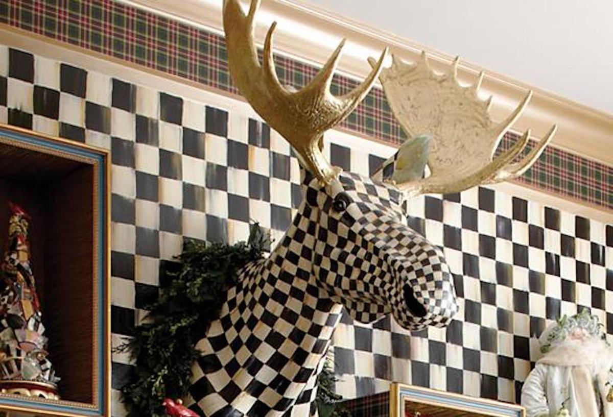 Mackenzie-Childs Courtly Check Moose Head