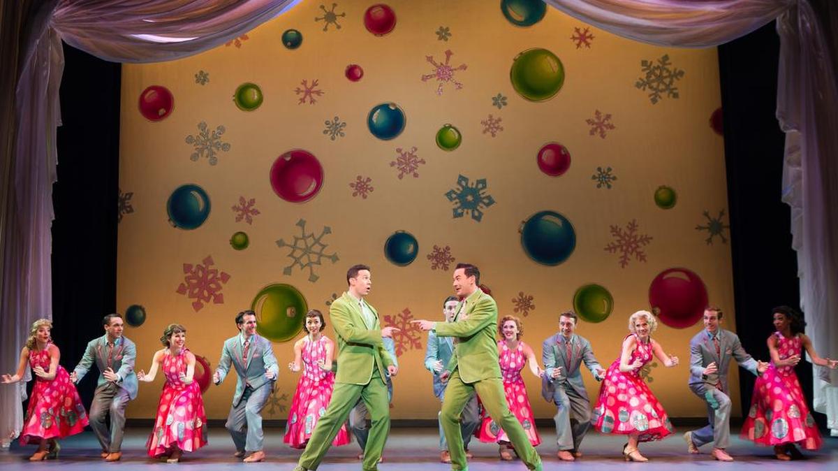 Arlington’s Sarah Fagan, fifth from left, is touring for the second time with “Irving Berlin’s White Christmas.”