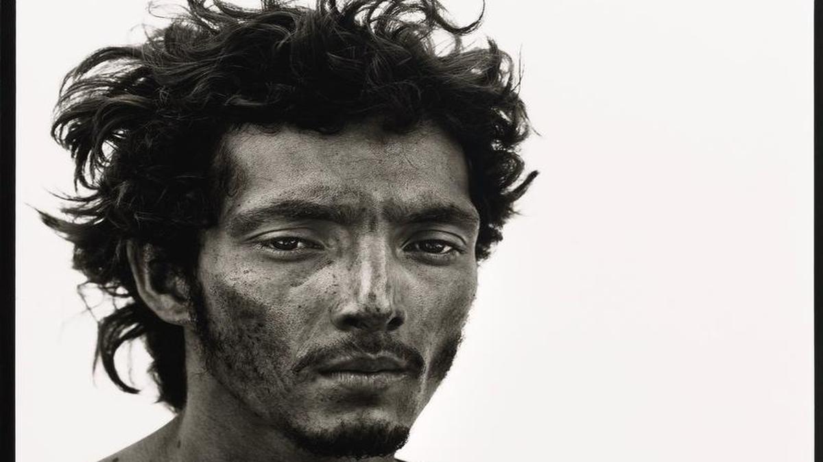 “Roberto Lopez, Oil Field Worker, Lyons, Texas, 9/28/80” by Richard Avedon