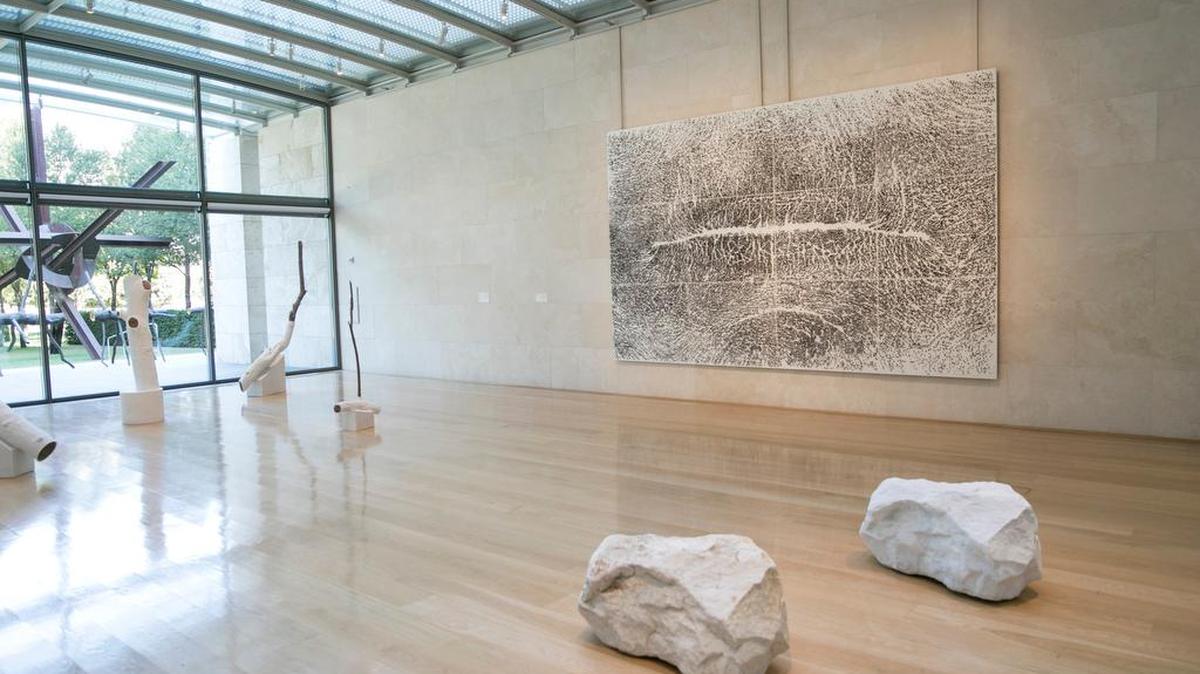 Being the River, by Giuseppe Penone, marble, at the exhibit “Being the River, Repeating the Forest” at the Nasher Sculpture Center in Dallas.