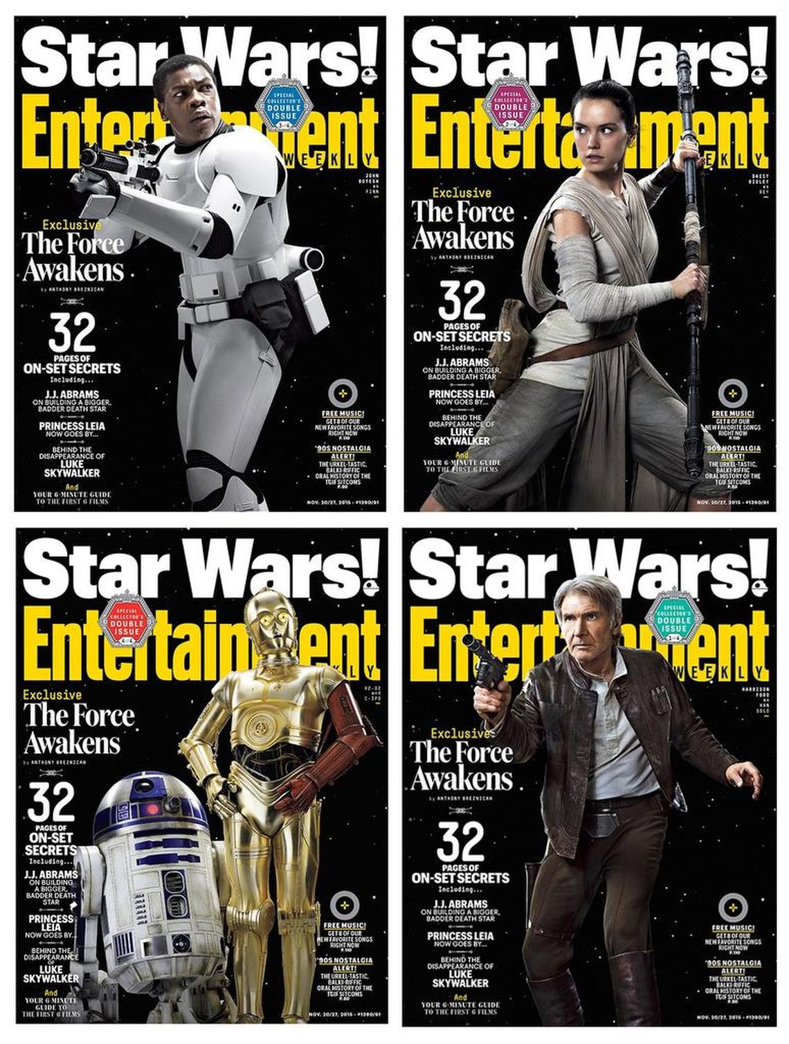 Four Entertainment Weekly covers for Star Wars: The Force Awakens