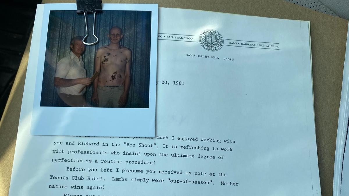 One of the documents that Konrad Bouffard, CEO and founder of Round Rock Honey, has about Richard Avedon’s iconic beekeeper portrait.