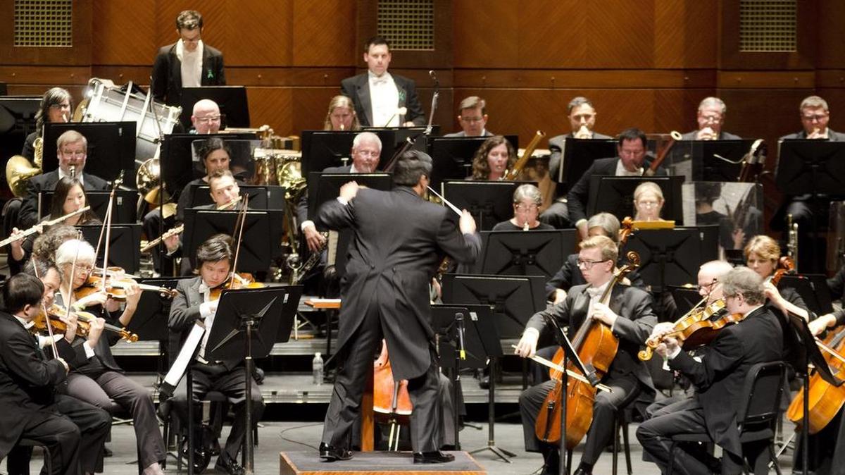 Music Director Miguel Harth-Bedoya conducts the Fort Worth Symphony Orchestra in a performance at Bass Hall.
