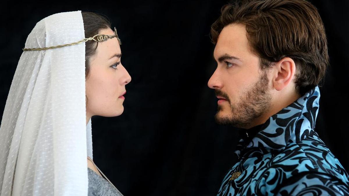 Kelsey Milbourn plays Isabella and Montgomery Sutton is Angelo in Trinity Shakespeare Festival’s ‘Measure for Measure.’