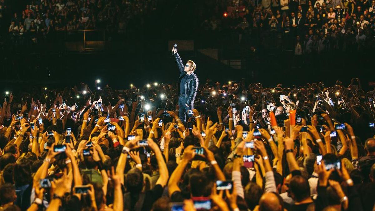 U2 performs in Paris in 2015.