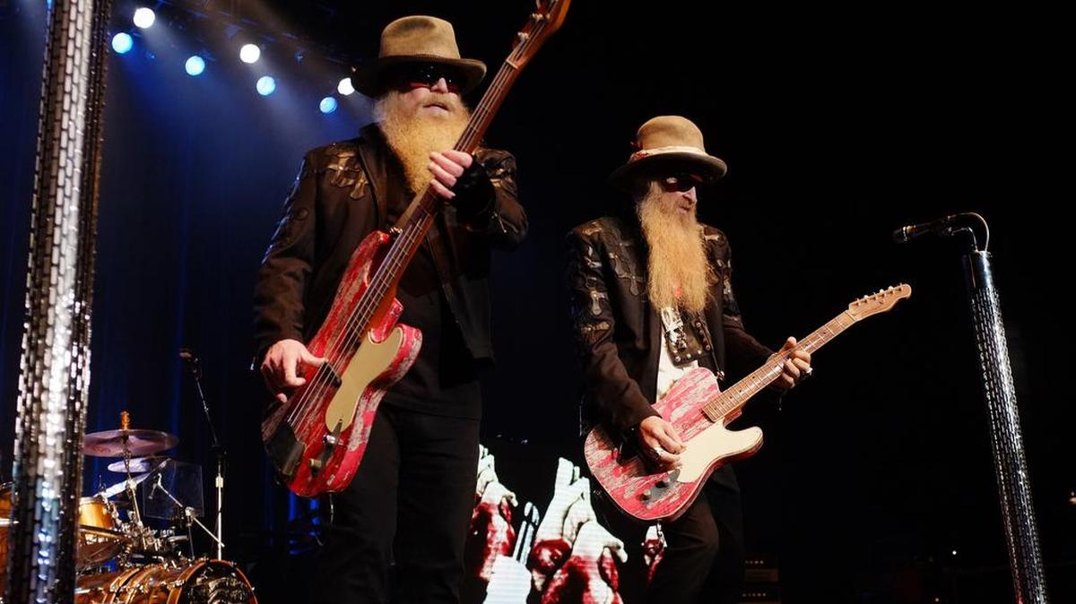 ZZ Top (Dusty Hill, left, and Billy Gibbons, right) performs in Dallas’ Music Hall at Fair Park Sept. 4, 2015.