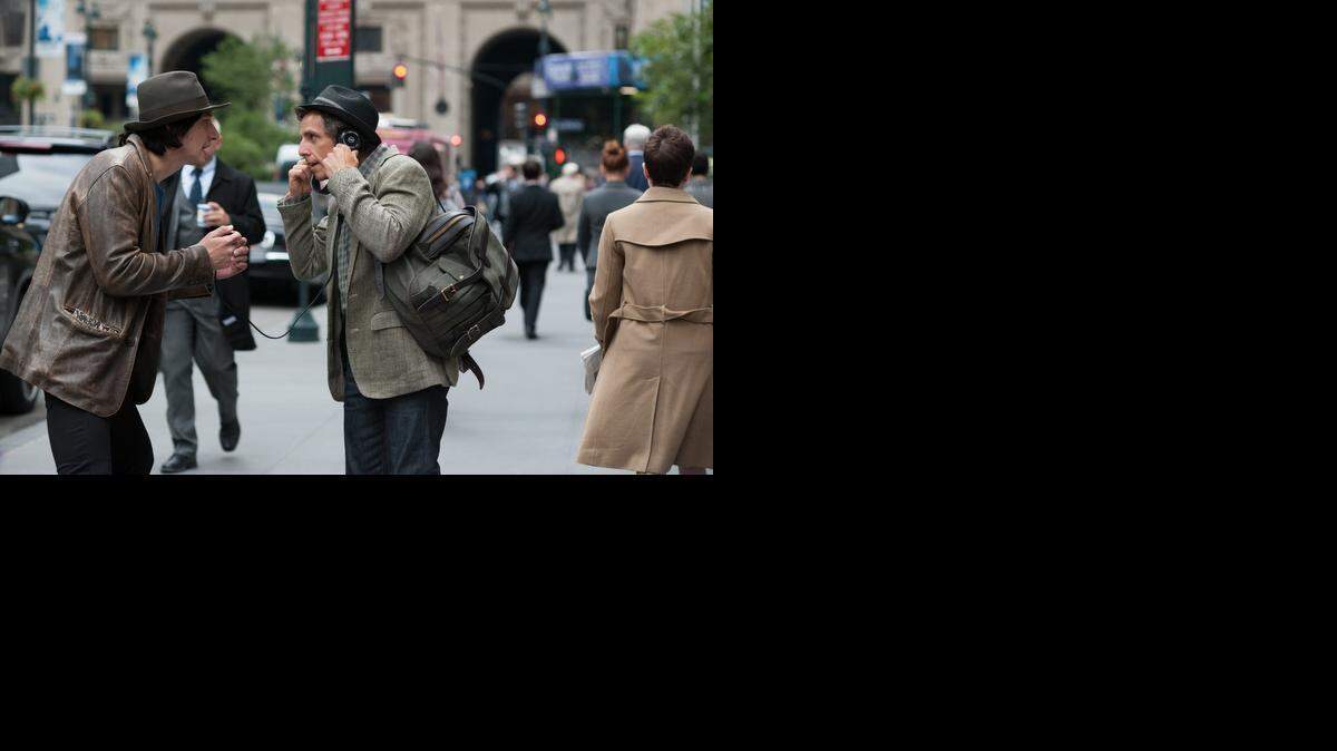 
Adam Driver and Ben Stiller, both with hipster headgear, in ‘While We’re Young’
