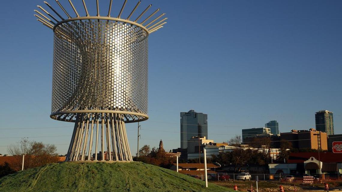 Wind Roundabout, by Ned Kahn, is a new kinetic sculpture that responds to the wind currents and ambient light to creative movement. Photographed Sunday December 6, 2015.