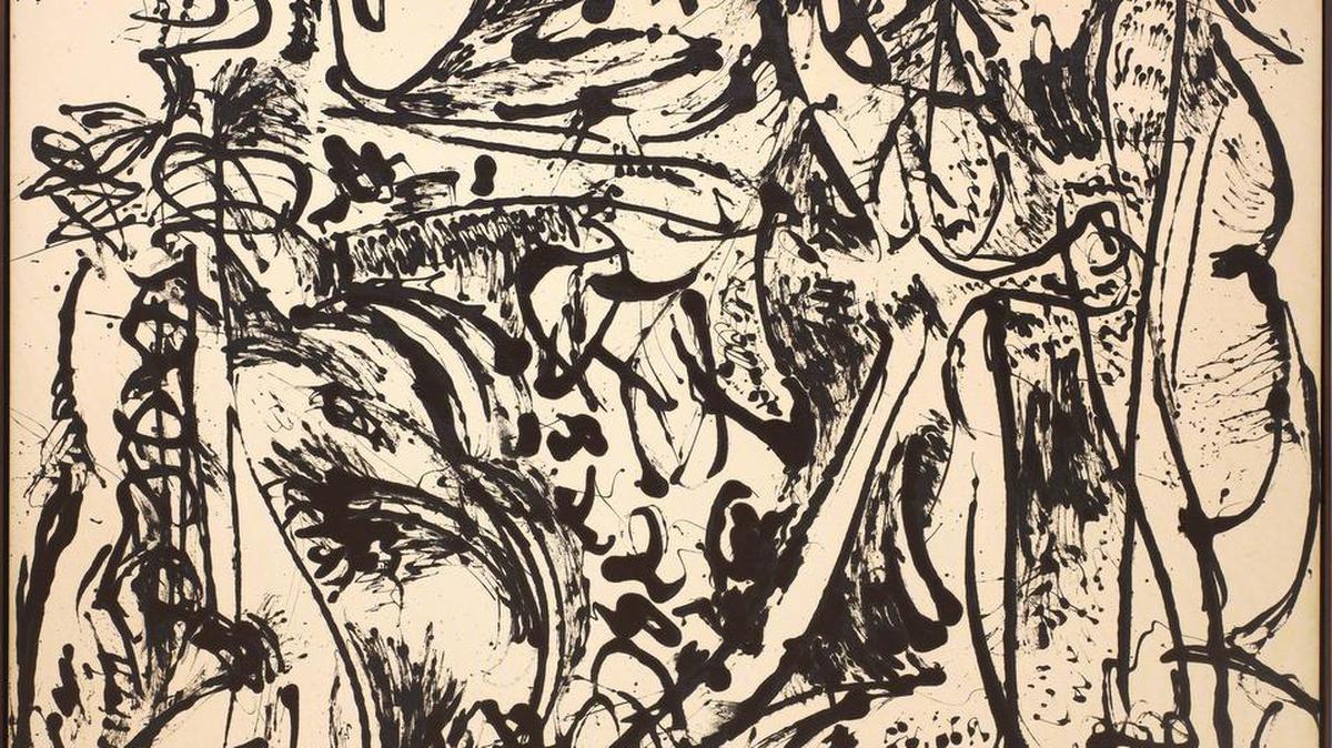 Jackson Pollock’s Echo: Number 25 is the largest of the all-black paintings in the show at the Dallas Museum of Art.
