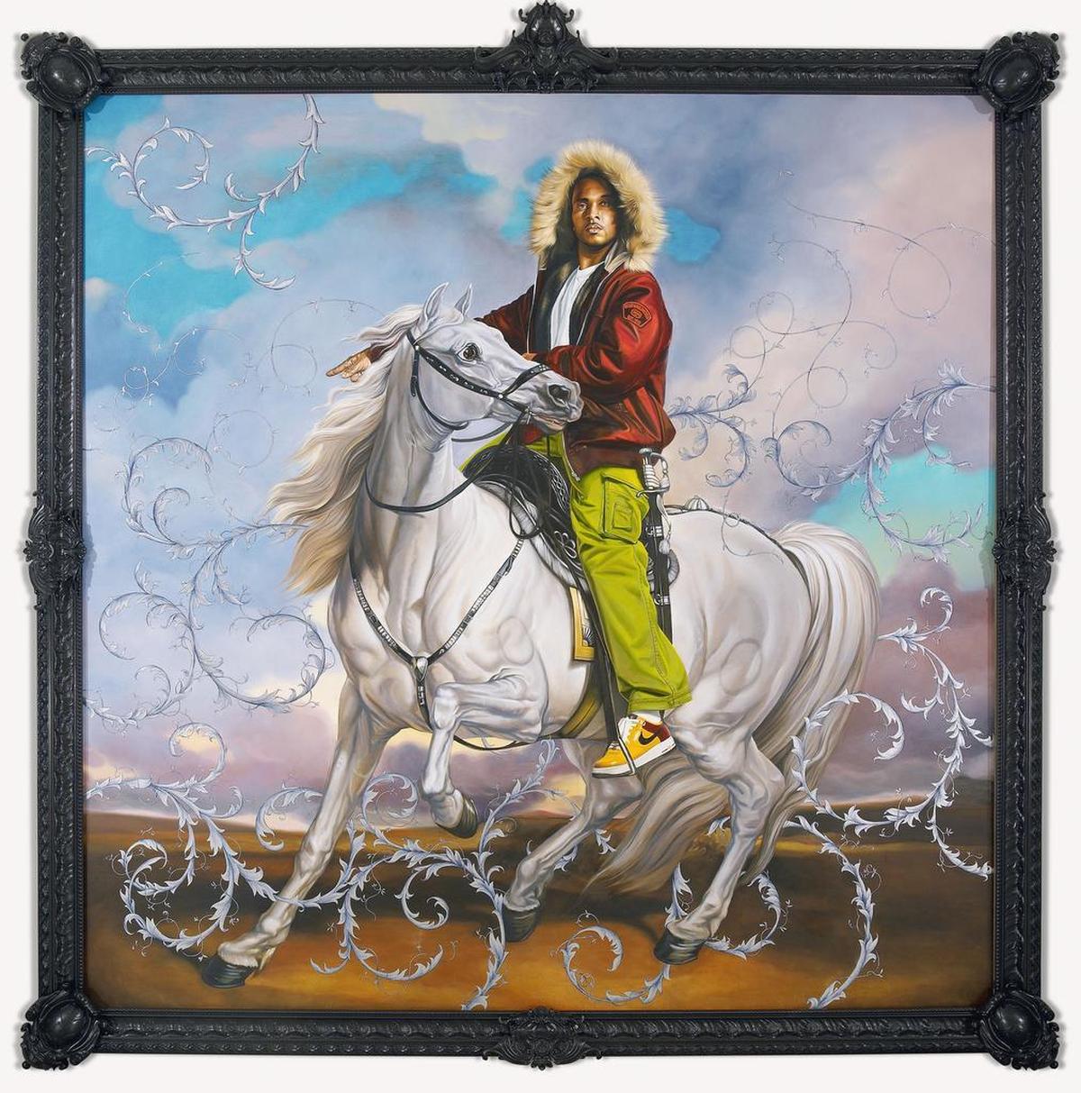 Kehinde Wiley (American, b. 1977). Colonel Platoff on His Charger, 2007–8. Oil on canvas, 122 x 122 in. (309.9 x 309.9 cm). Modern Art Museum of Fort Worth; Gift of the Director’s Council and Museum purchase, 2008. © Kehinde Wiley