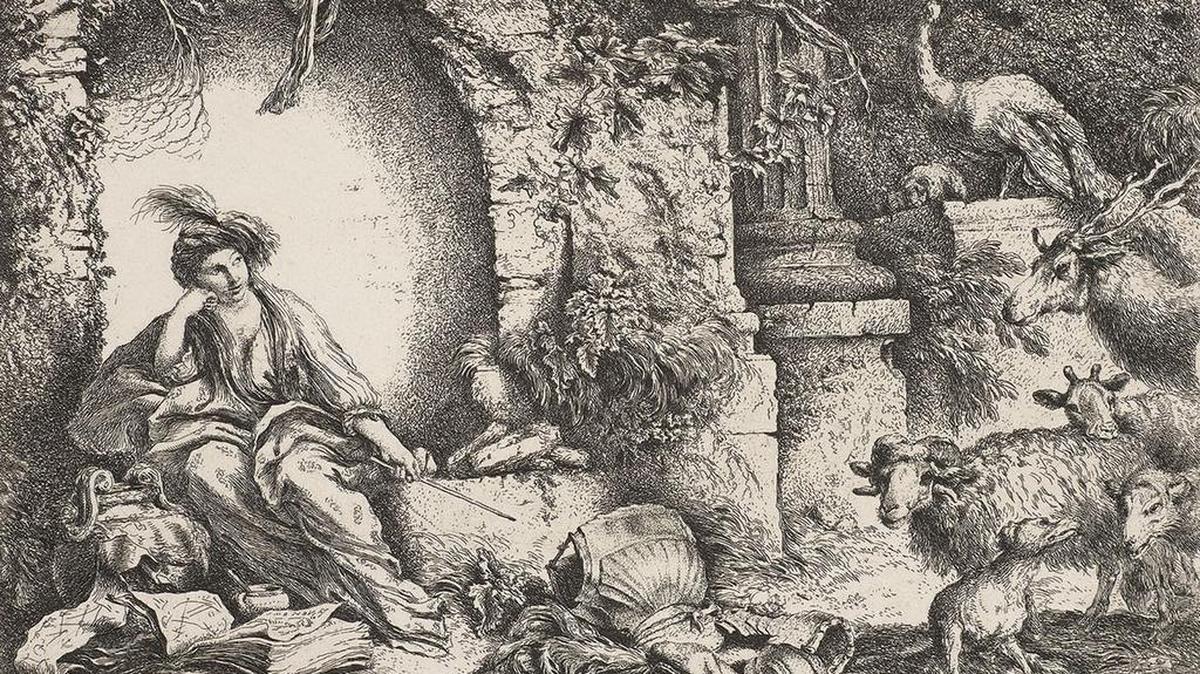 Circe with the Companions of Odysseus Transformed into Animals, c.1650, by Giovanni Benedetto Castiglione, etching