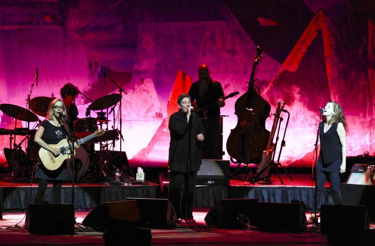 Laura Veirs, k.d. lang and Neko Case, from left, perform at the Winspear Opera House in August.