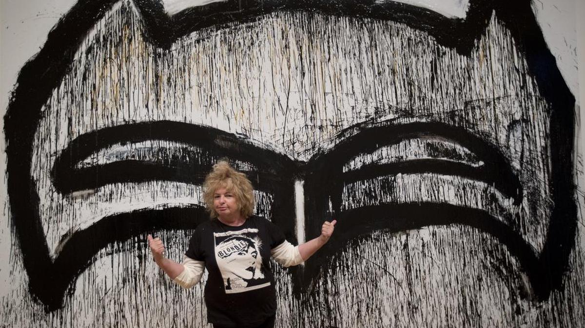 Artist Joyce Pensato has a FOCUS show at the Modern Art Museum of Fort Worth . Since the mid-1970s,Pensato has utilized some of the most iconic American cartoons and comic book characters, such as Mickey Mouse, Felix the Cat, Donald Duck, the Simpsons, and Kyle and Stan from South Park, as starting points for her drawings and paintings.