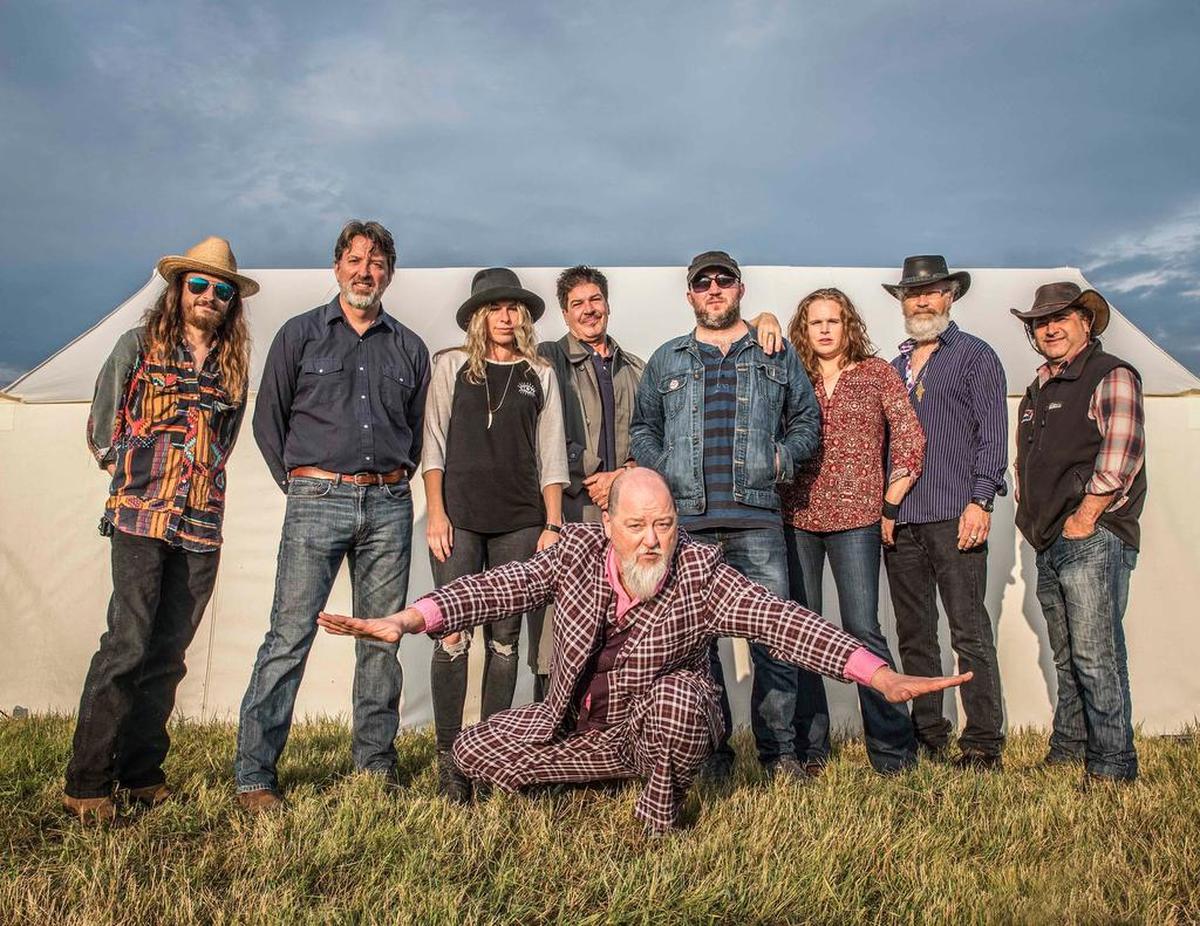 Singer Kevin Russell, center, and Shinyribs