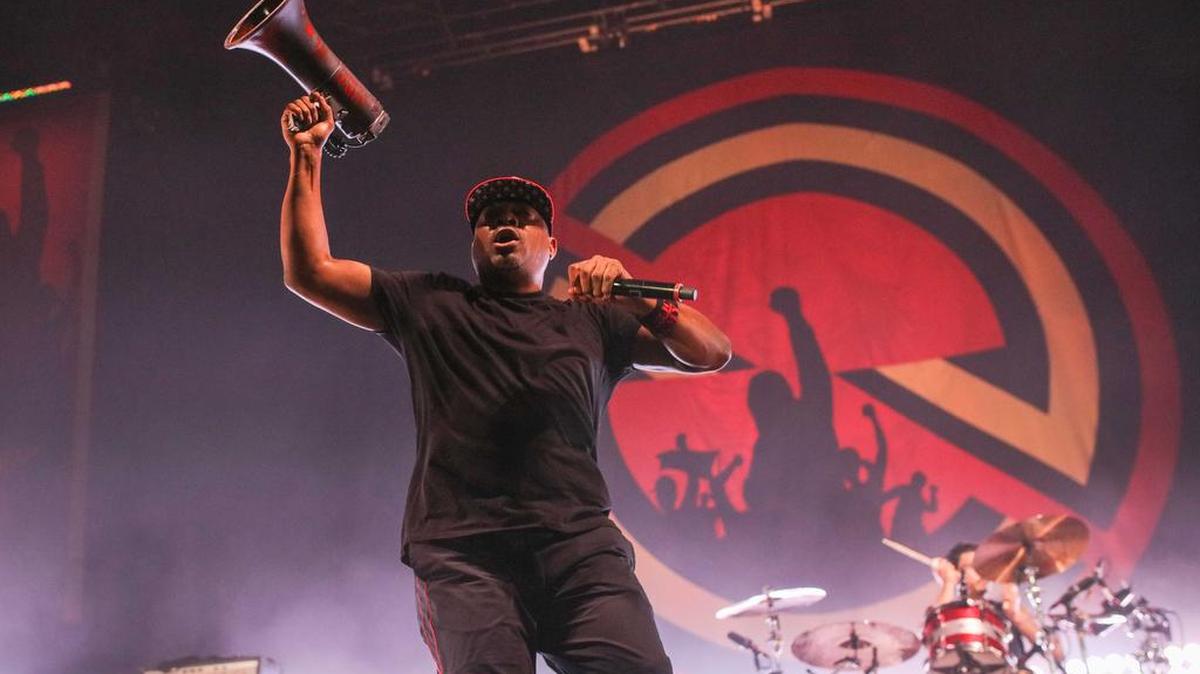 Public Enemy’s Chuck D, part of Prophets of Rage performing at Gexa Energy Pavilion on Sept. 25, 2016.
