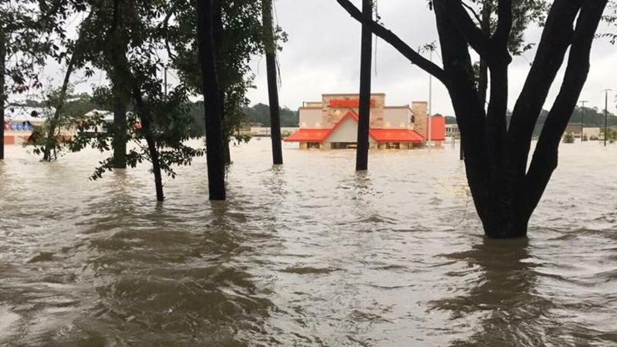 A Whataburger location in Humble was flooded after Hurricane Harvey hit the Houston area with over 50 inches of rain.