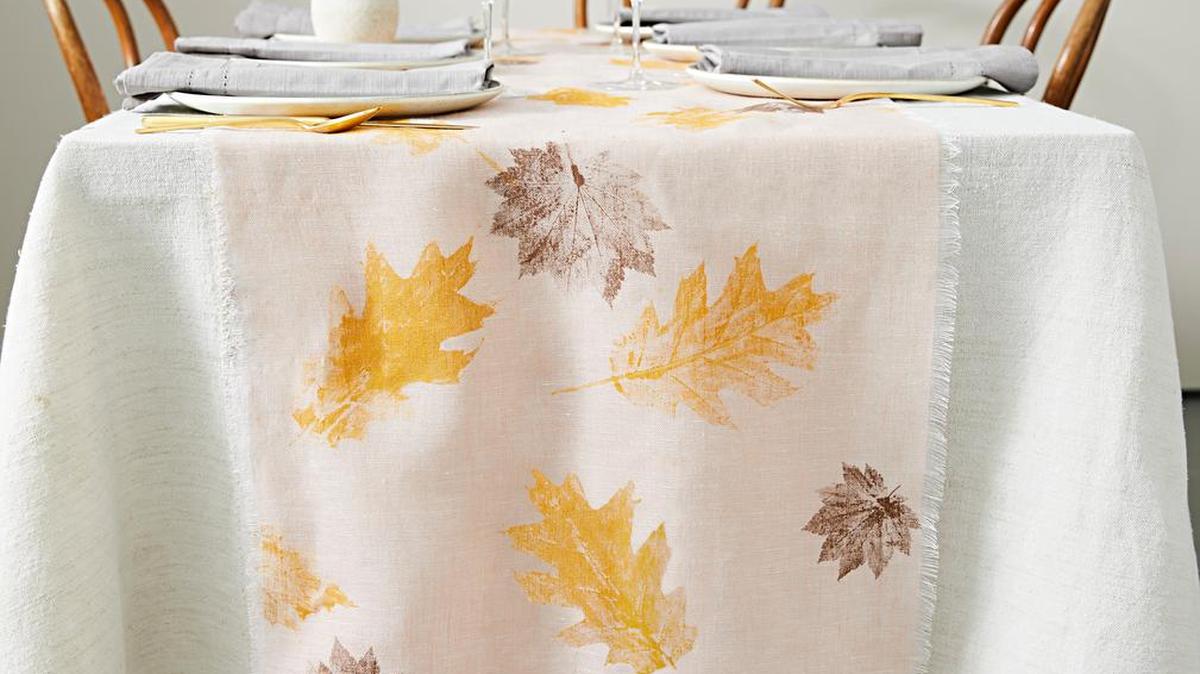 Do-it-yourself: This fall-inspired table runner will add a touch of flair to your Thanksgiving dinner presentation.