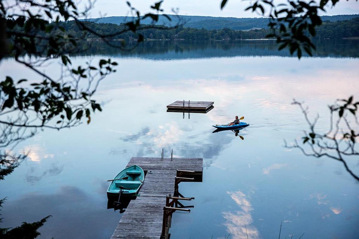 Every morning, she heads out on the lake that abuts her property.