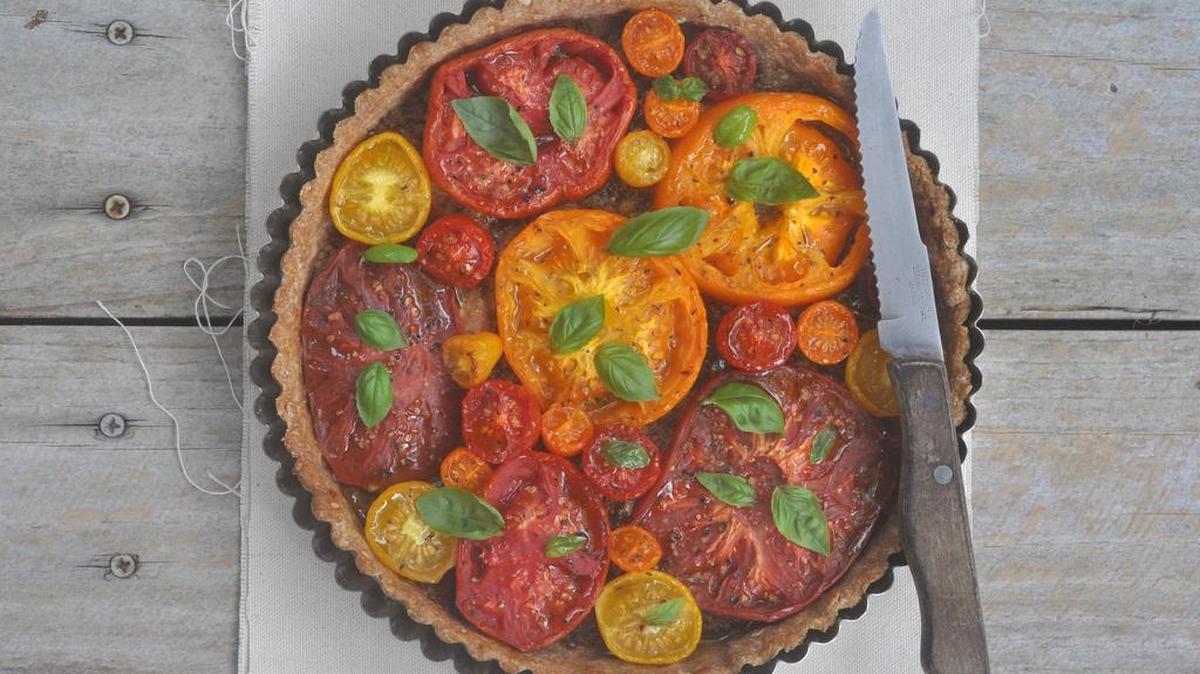 Easy to make French tomato tart is a great traveler, and loves picnics.