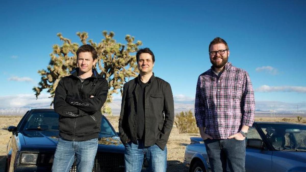 From left, Tanner Foust, Adam Ferrara and Rutledge Wood of History’s Top Gear