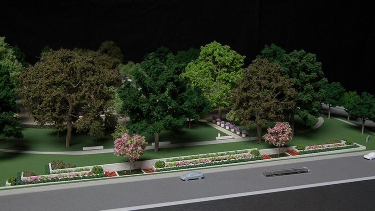 Model of the redesigned parking lot east of the Kimbell