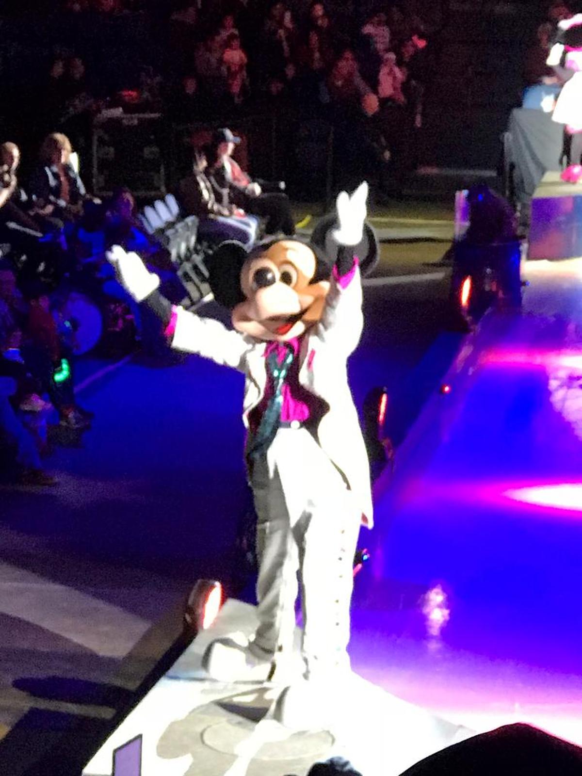 Mickey Mouse waves to his fans at Allen Event Center in Allen on Wednesday, November 22, 2017.