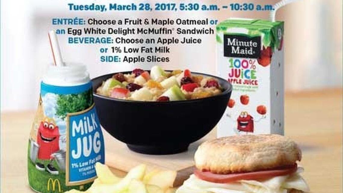 Free breakfast on STAAR test day at participating McDonald’s restaurants