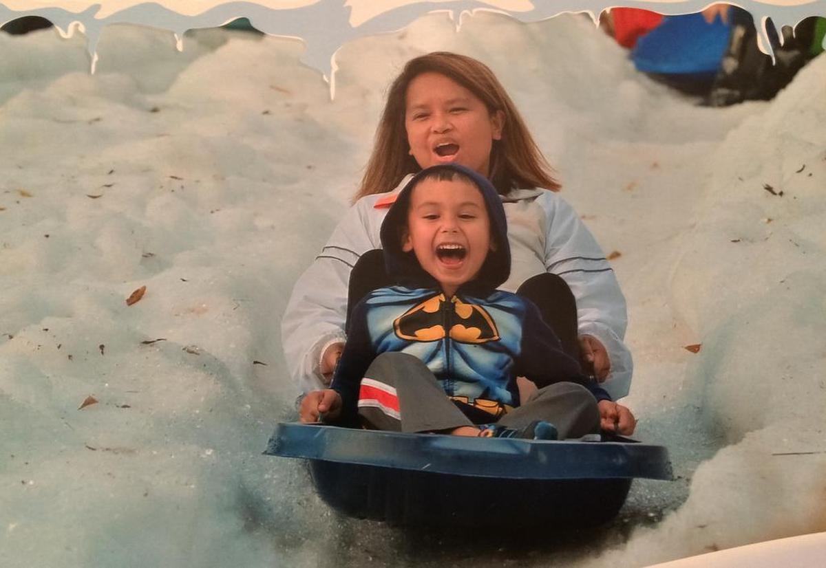 Check out the frosty snowhill at Six Flags Over Texas.