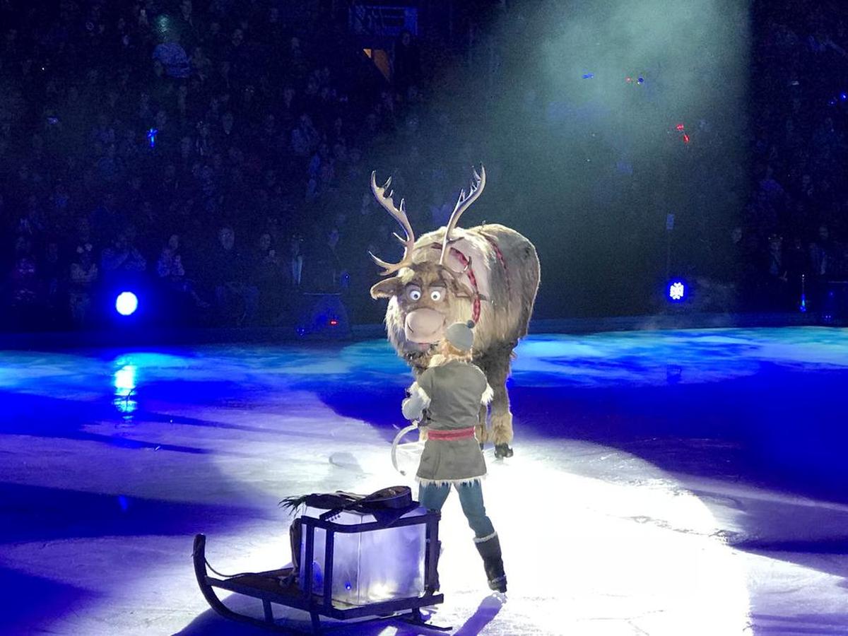 ‘Frozen’ character Kristoff tends to Sven, the moose, in ‘Disney on Ice: Reach for the Stars’ at Allen Event Center in Allen on Wednesday, November 22, 2017.