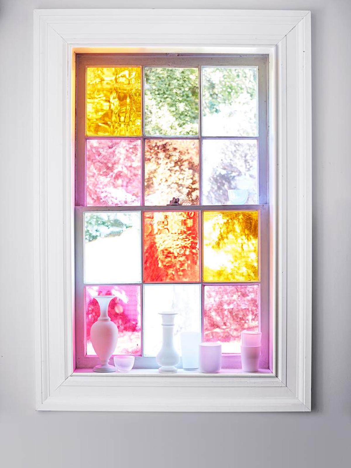 Winter light filters through these decorative panels made from windowpane film and into your home.