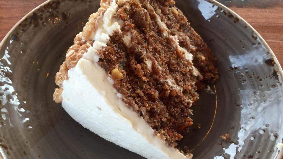 Carrot cake at Press Cafe, at the Clearfork river trailhead.