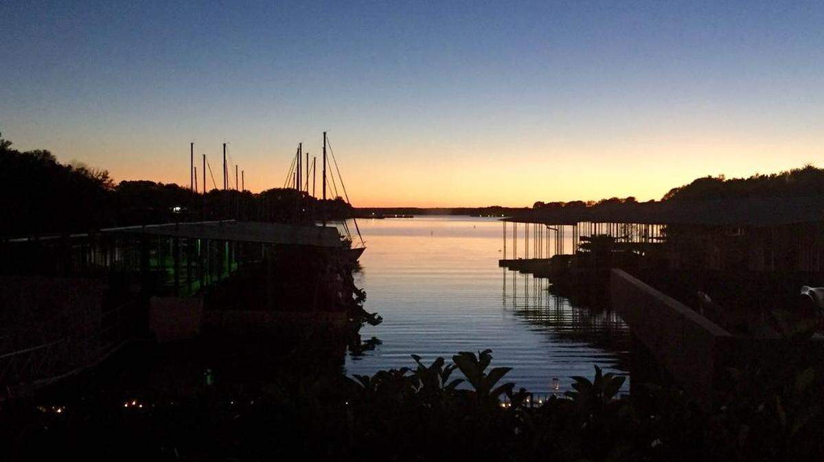 The sunset at Flight at Eagle Mountain Lake.