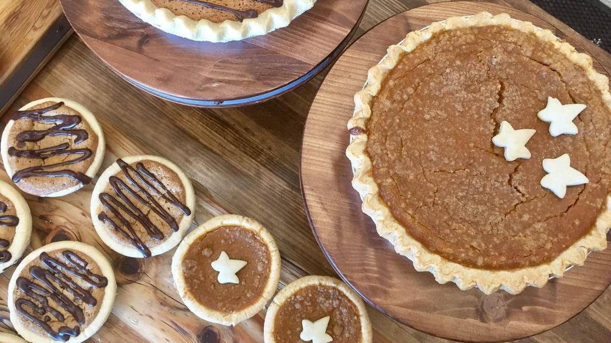 The spiced pumpkin pie, right, and chocolate chip pies at Buttermilk Sky Pie.