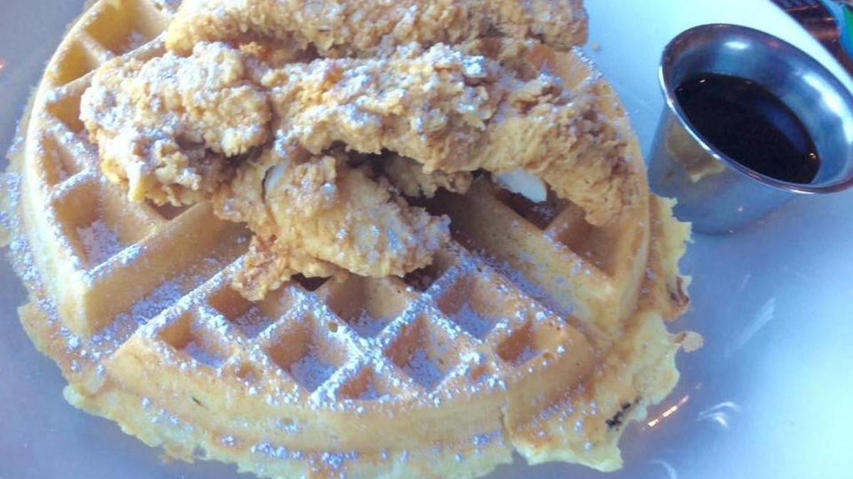 Chicken and waffles at Black Walnut Cafe in Colleyville