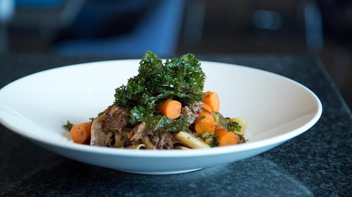 
Braised short-rib ragu with pappardelle pasta and crispy kale, new at the Modern.
