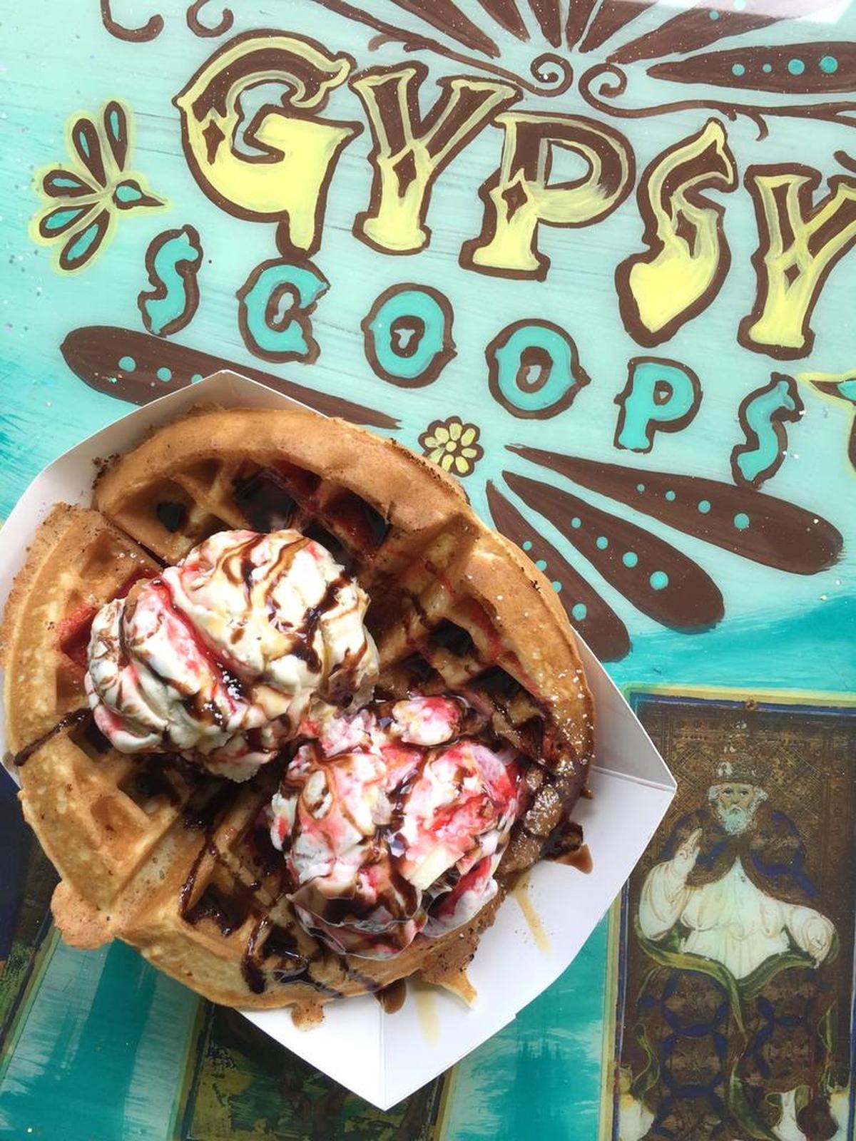 Ice-cream waffle at Gypsy Scoops on East Race Street in Fort Worth