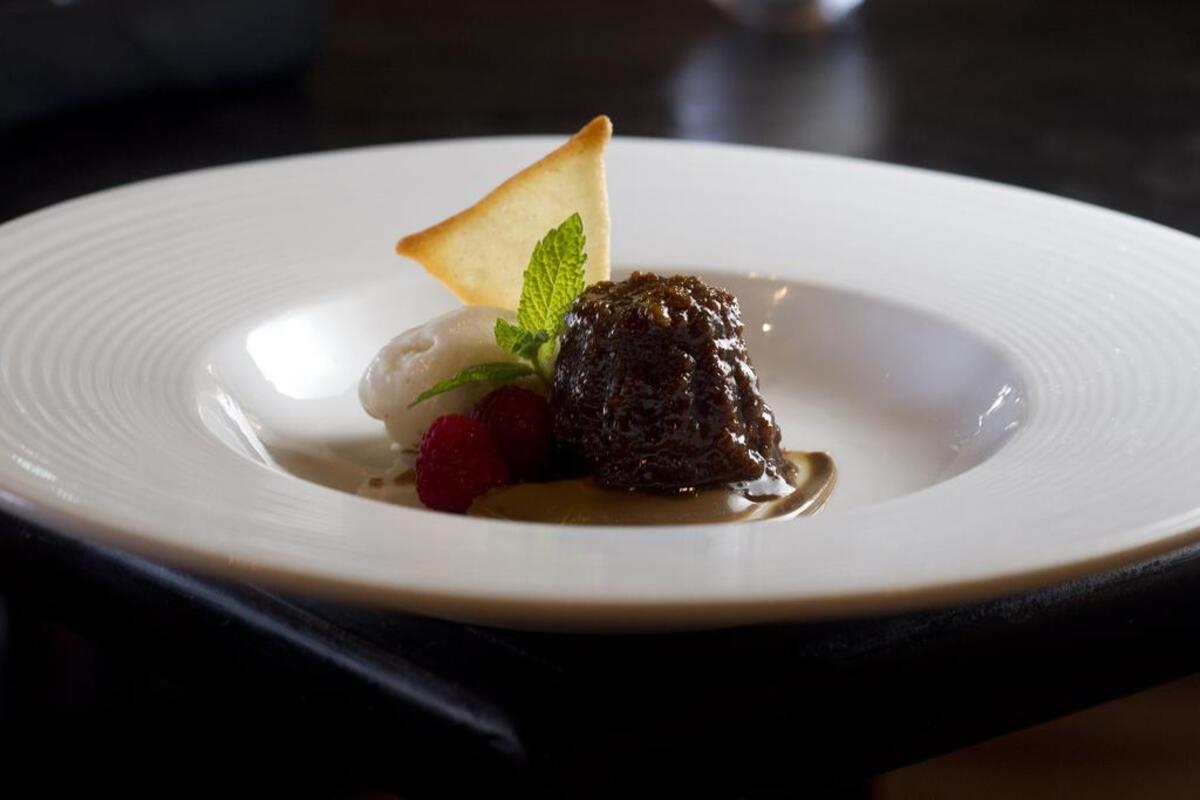 Sticky toffee pudding with tonka bean ice cream