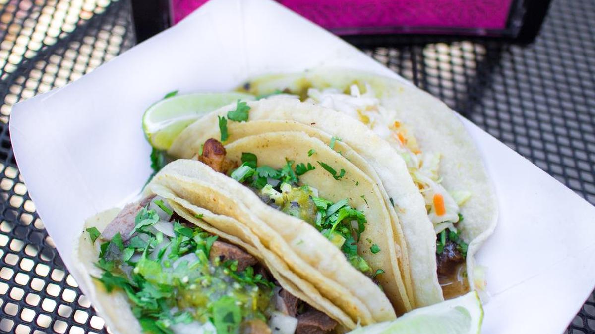 Lengua, tripa and barbacoa Tacos at the new Salsa Limon “Centro” in downtown Fort Worth.