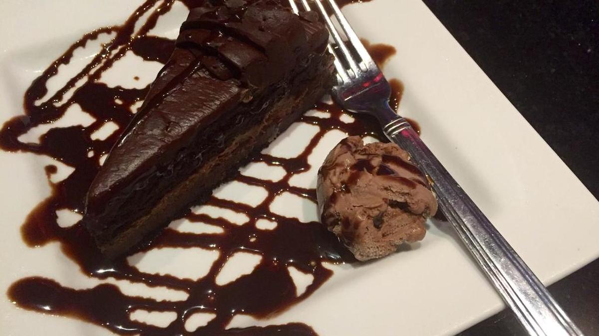 Chocolate cake dessert at Shell Shack.