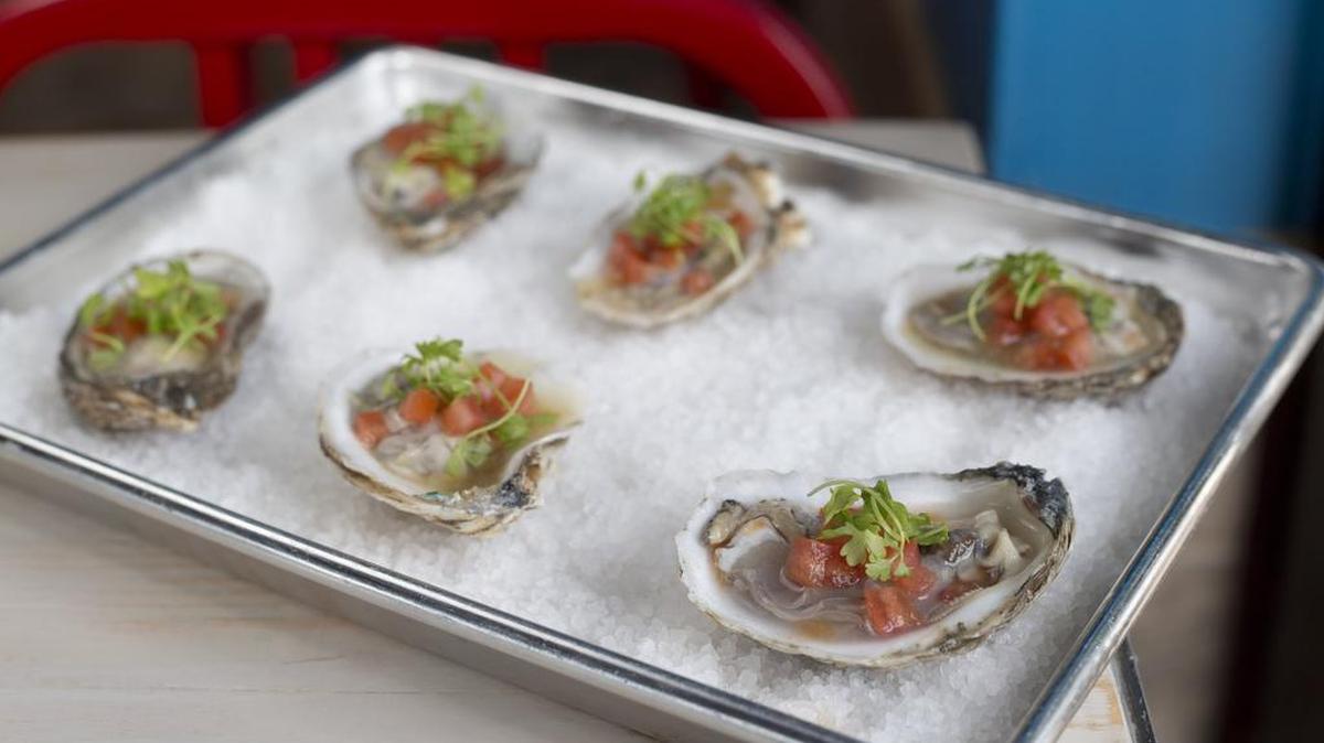 Bloody mary oysters at Dive Oyster Bar in Fort Worth