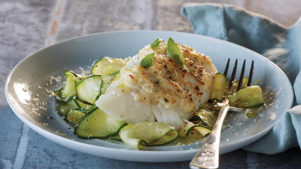 Firm in texture and mild in flavor, Alaska cod makes a perfect swap for veal in cod Parmesan with zucchini noodles.