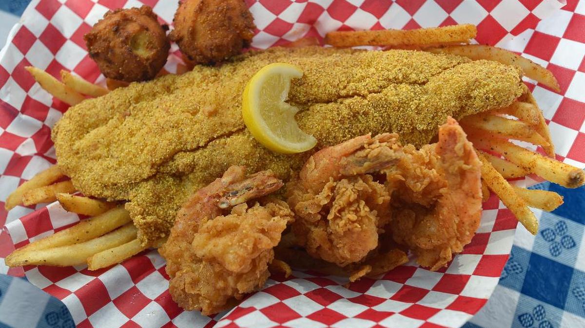 Fried shrimp and catfish at The Catch in Burleson
