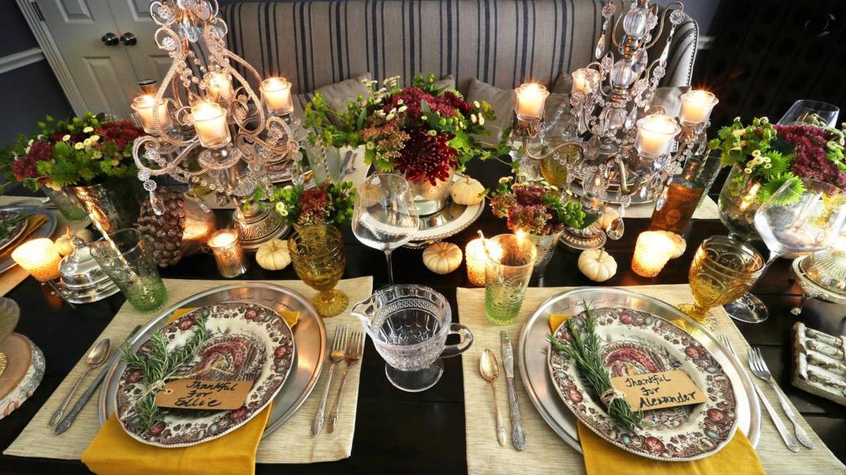 Beth Newman, owner of Grapevine’s Southern-inspired Mason & Dixie cafe, says a welcoming Thanksgiving tablescape starts with the plates.