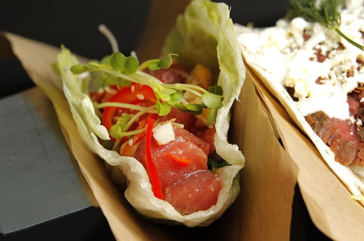 The ahi poke taco from Velvet Taco in Fort Worth