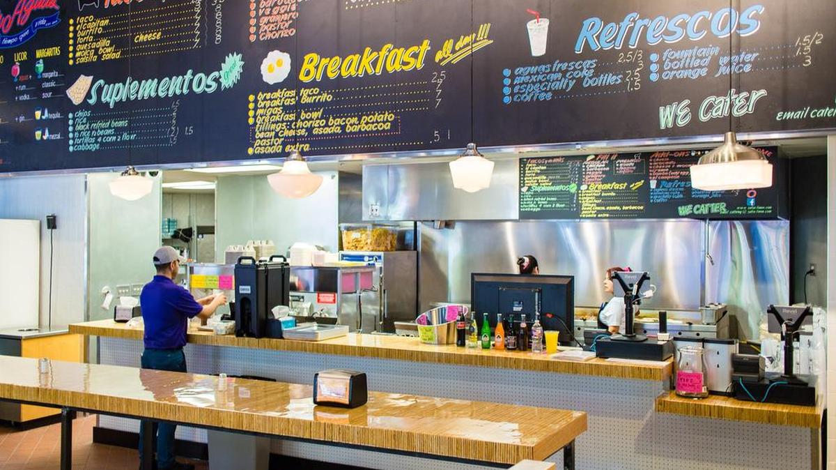 The front counter at Salsa Limon “Centro” in downtown Fort Worth. Owner Ramiro “Milo” Ramirez tells CultureMap Fort Worth that he plans to open a downtown Dallas location in February