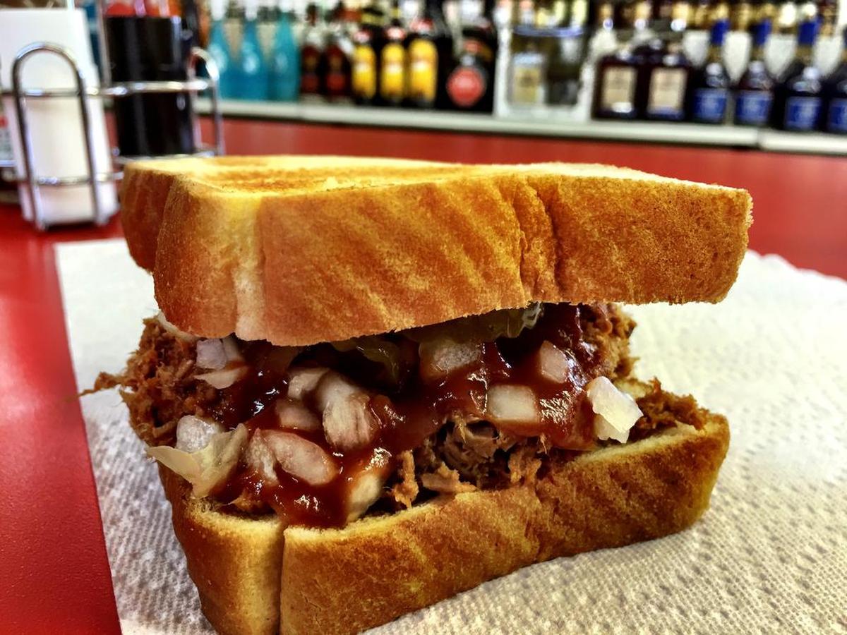 Chopped beef BBQ sandwich at McKinzie's on Riverside Drive in Fort Worth