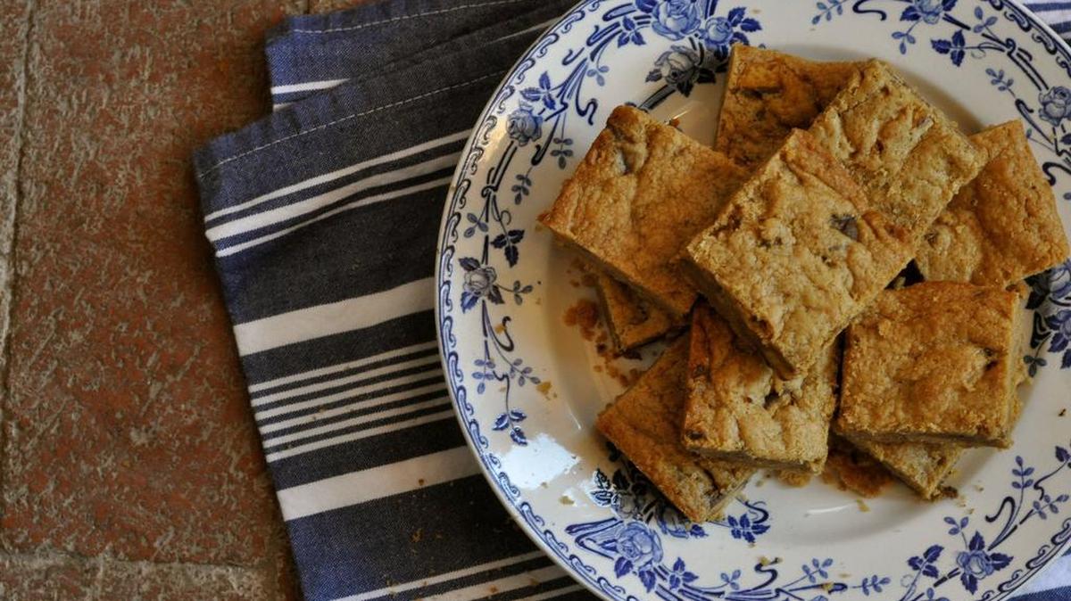 Peanut blondies, made using Peanut Butter Patties, are easy, brownielike cake squares, great for packing in lunches.