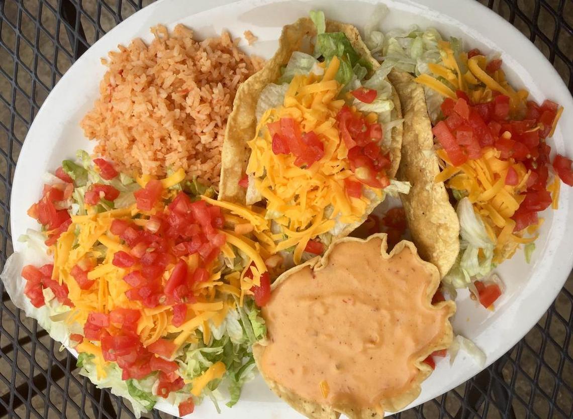 This was The Original’s No. 1 combination in 1932: 2 crispy tacos, queso, rice and salad.