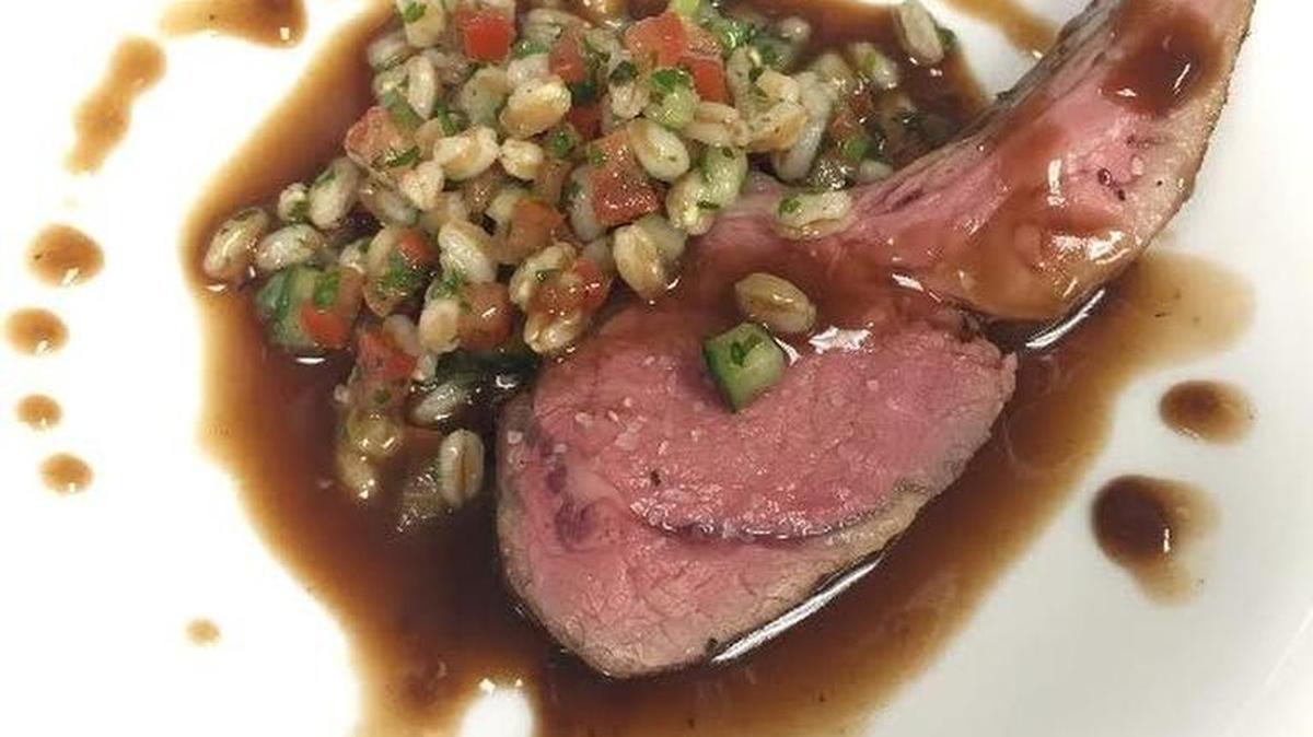 Lamb with jus, farro, cucumber and mint at Le Cep